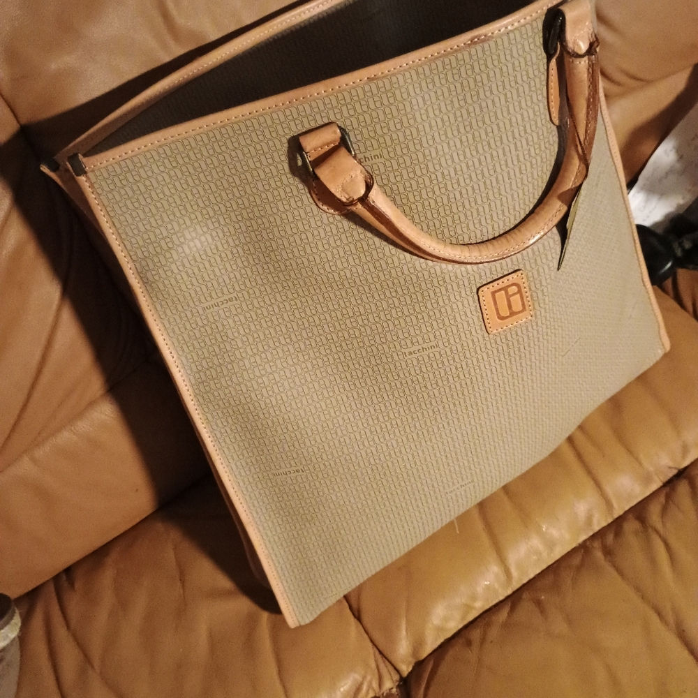 Vintage Tacchini Brown Monogram Tote Bag